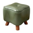 thumbnail image 2 of Wooden Small Stool with Padded Waterproof Seat, Green, Compact Stackable Footstool for Living Room, Entryway, 28x28x16 cm, 2 of 7