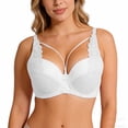 thumbnail image 4 of Xdegoge Bralettes for Women Crisscross Strap Lace Bra with Deep V Neck Underwire Support for Feminine Allure, Scalloped Edges for Elegant Style, Ideal for Everyday & Special Occasions, 4 of 6