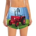 thumbnail image 2 of Uemuo Tractor on farming land Pattern Women's Athletic Shorts High Waisted Running Shorts with Liner Pockets Gym Elastic Workout Shorts-Small, 2 of 7