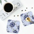 thumbnail image 5 of Kll Square Drink Coasters Set Of 4,Pu Leather Absorbent Coasters Set Decorative Coffee Cup Coasters Housewarming Gift For Home Decor-Turtle With Blue Stones, 5 of 9