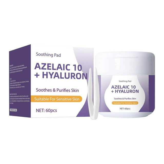 Mascarilla Azelaic 10 Hyaluron Rojeces Calmante Almohadillas Cuidado Difícil con Almohadillas Tónicas Mascarilla Facial Fácilmente Elástica con Hialurónico 60 Almohadillas de algodón