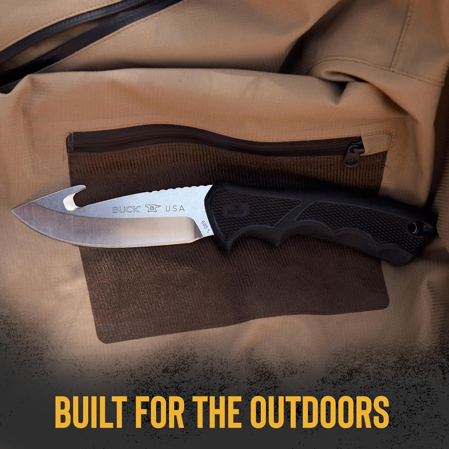 Buck Knives 685 Large BuckLite Max II Guthook Hunting Knife, 4" Fixed Blade, Rubber Handle, 4.7 oz