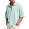 thumbnail image 2 of HAJWOH Mens Quarter Zip Golf Polo Shirts Casual Short Sleeve Waffle Pullover Sweater Top Light Outdoor Sport Shirt, 2 of 5