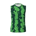 thumbnail image 6 of Lsque Green Stripes Of Watermelon Print Men's Cotton Blend Sleeveless Muscle Shirts (S-3XL)- Moisture Wicking, Odor Protection, UPF 30+,Small, 6 of 8