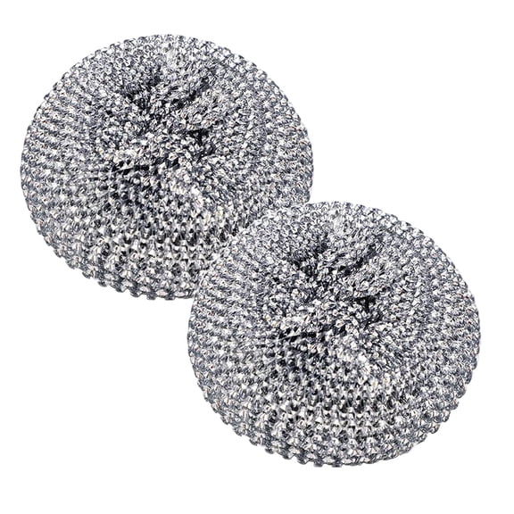 2 Pcs Stainless Steel Wool Brush Dish Scrubber Stainless Steel Sponges, Scrubbing Scouring Pad, Steel Wool Scrubber for Kitchens, Bathroom and More, 3.34", Silver