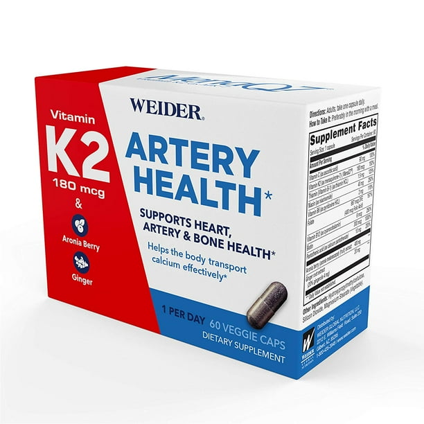 Weider Artery Health Formula with 180mcg of Vitamin K2 60 Veggie Caps