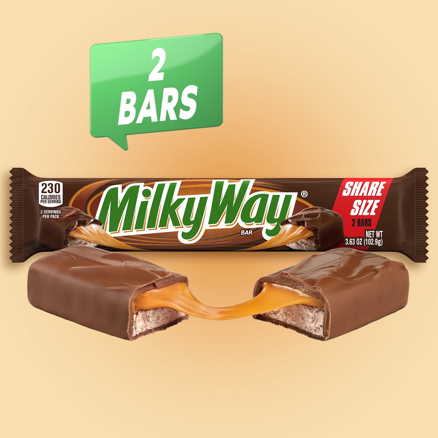 Milky Way Milk Chocolate Candy Bar, Caramel and Nougat, Sharing