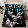 thumbnail image 2 of Castle Fairy Bling Crystal Butterfly 4-Piece Full Size Sheets for Girls Women Teens,Dreamy Princess Bed Sheets,Black Blue Lightweight Sheet Sets,Super Cozy Room Decor, 2 of 7