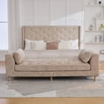thumbnail image 2 of Sofa Beds 83.1"Wide Modern Upholstered End of Bed Bench with Armrests, Chenille Chaise Lounge Couch with 2 Bolster Pillows, Daybed with Rubberwood Legs For Living Room,Bedroom,Apartment,Guestroom, Wh, 2 of 12