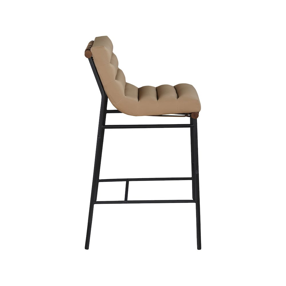 Meridian Furniture Burke Vegan Leather Bar Stool, Tan