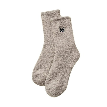 

Womens Socks Fashion Home Girl Soft Bed Floor Embroidery Dog Sleeping Mid Stockings