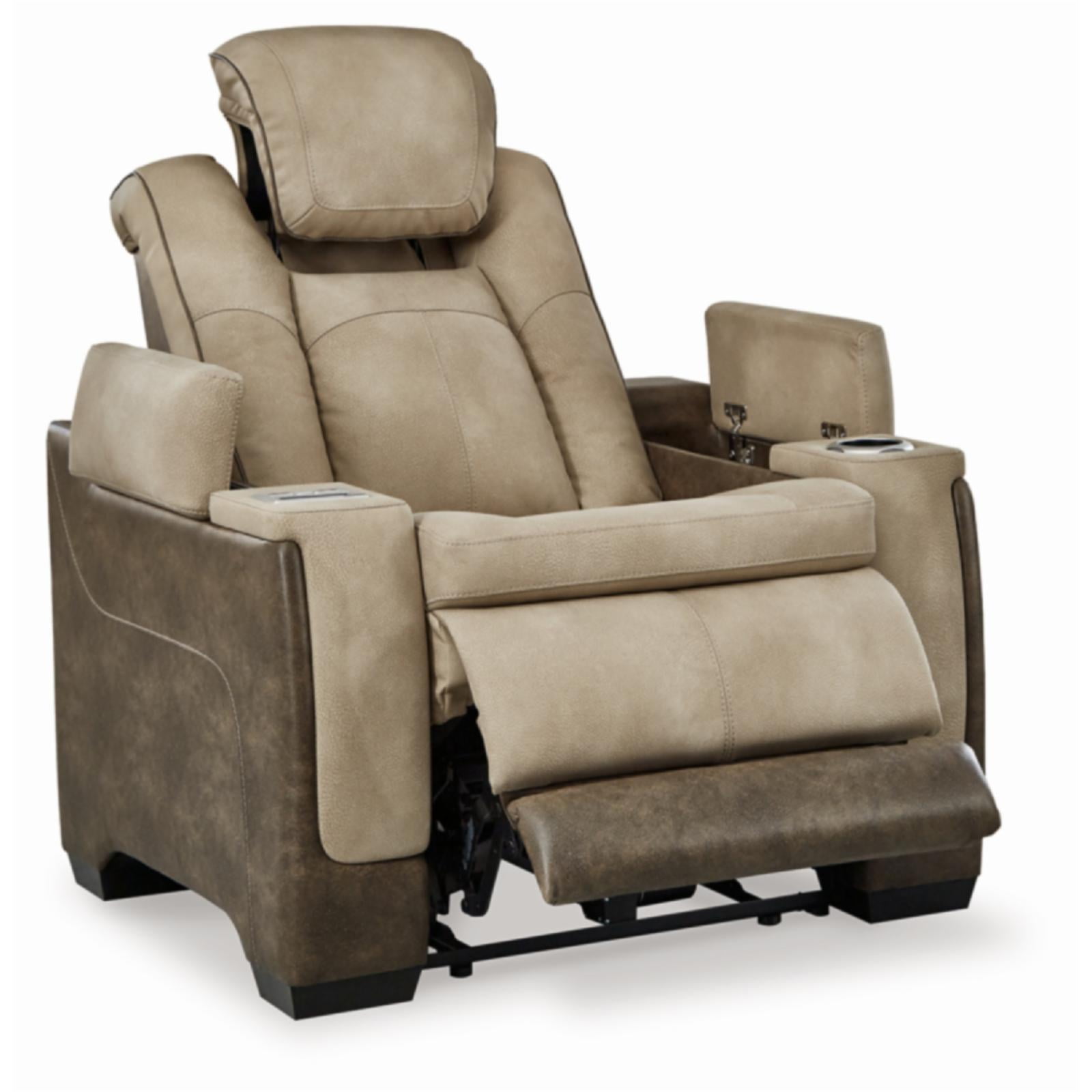 Ashley Furniture Next-Gen DuraPella Faux Leather Power Recliner in Brown