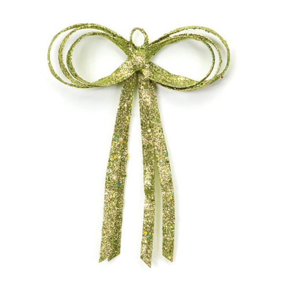 Melrose Glitter Drenched Christmas Bow Decoration - 16" - Gold and Green