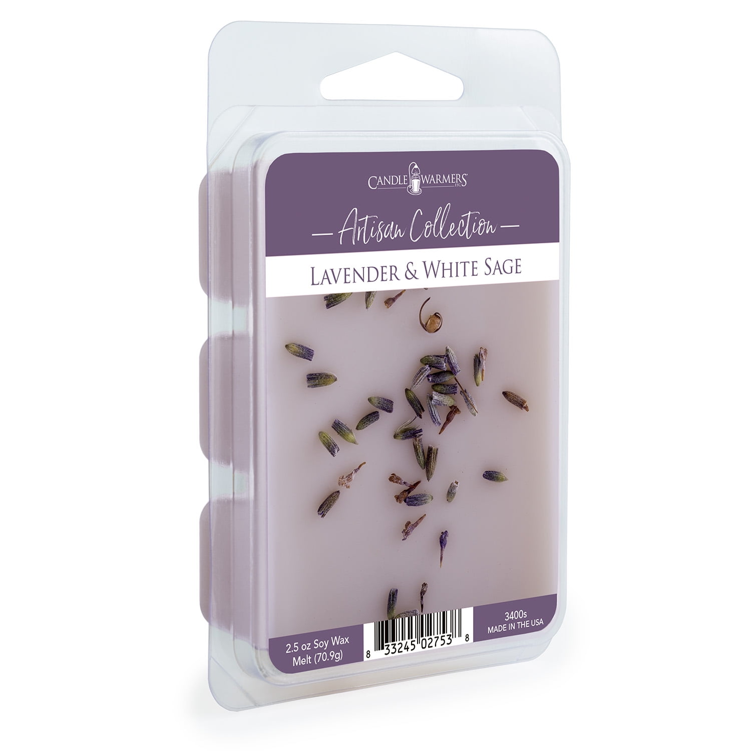 Candle Warmers Etc. Artisan Wax Fragrance Melt 2.5 Oz, Lavender & White Sage
