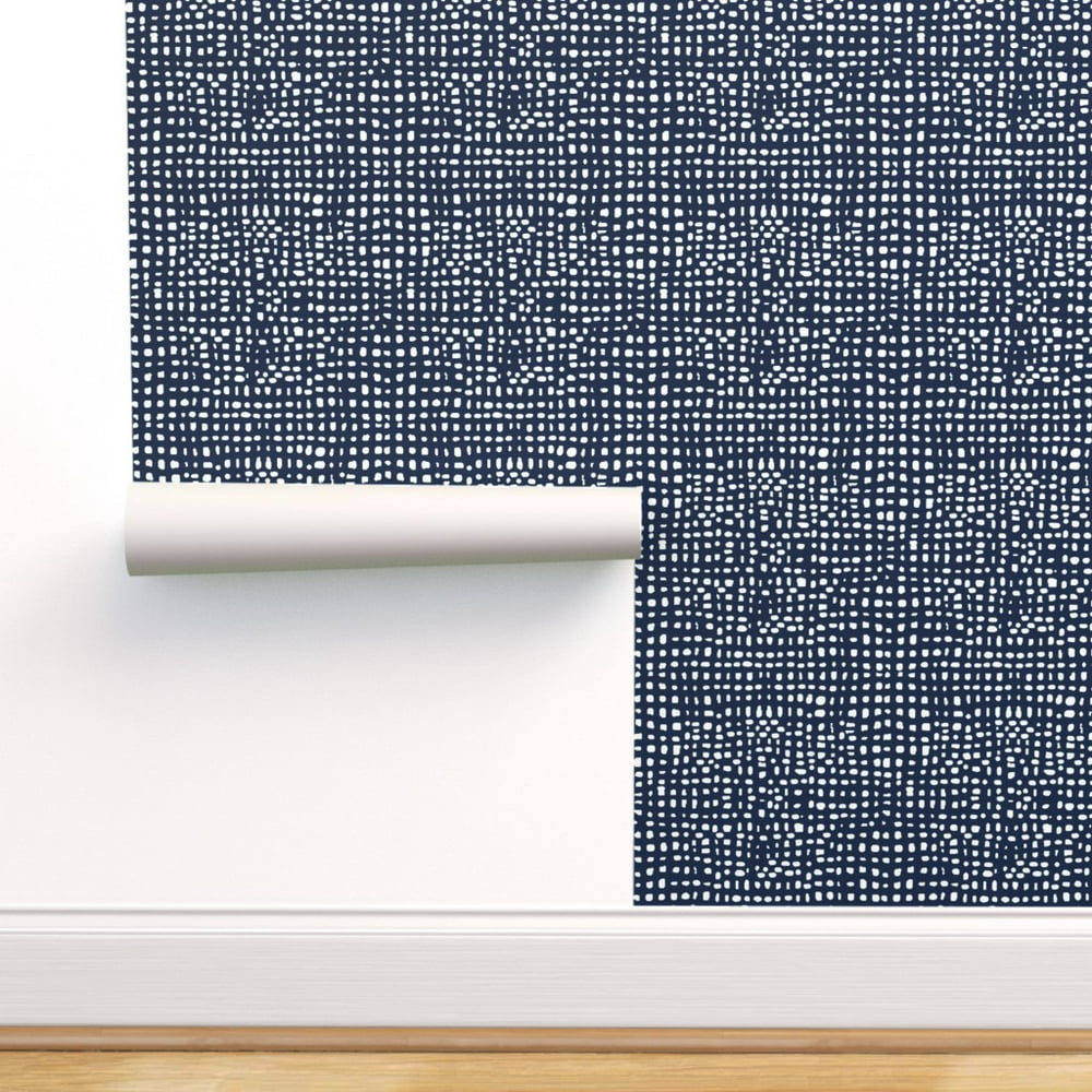 Peel-and-Stick Removable Wallpaper Grid Weave Navy Blue Dark - Walmart