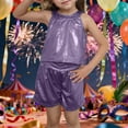 thumbnail image 2 of VNKIDY Girl's Tank Top Kids Solid Color Sequin Sleeveless Relaxed Fit Top For Party Performance Daily Casual Wear Trendy Top, 2 of 4
