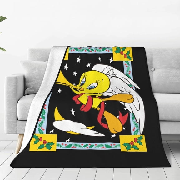 Cute Tweety Style-1 Anti-Pilling Soft Warm Flannel Throw Blanket 60"x50" For Sofa Bed Home Blankets