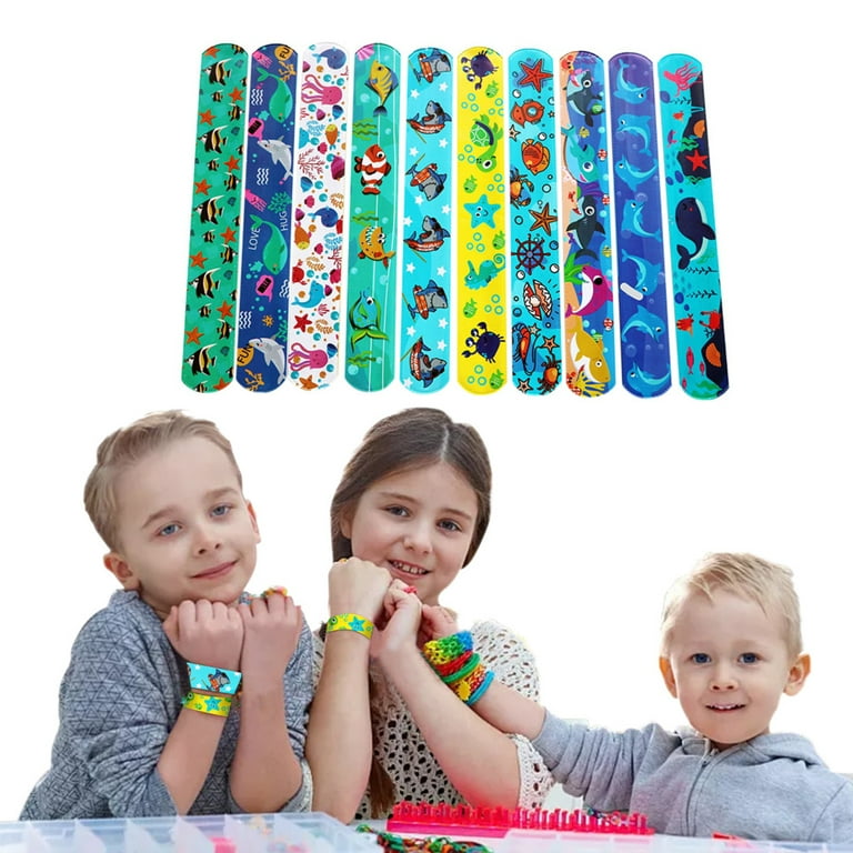 Slap Bracelets Colorful Patterns Print Snap Bracelet Sea Style Snap Bands Easy Winding Comfortable Fit Party Bags Fillers Birthday Classroom Gifts for