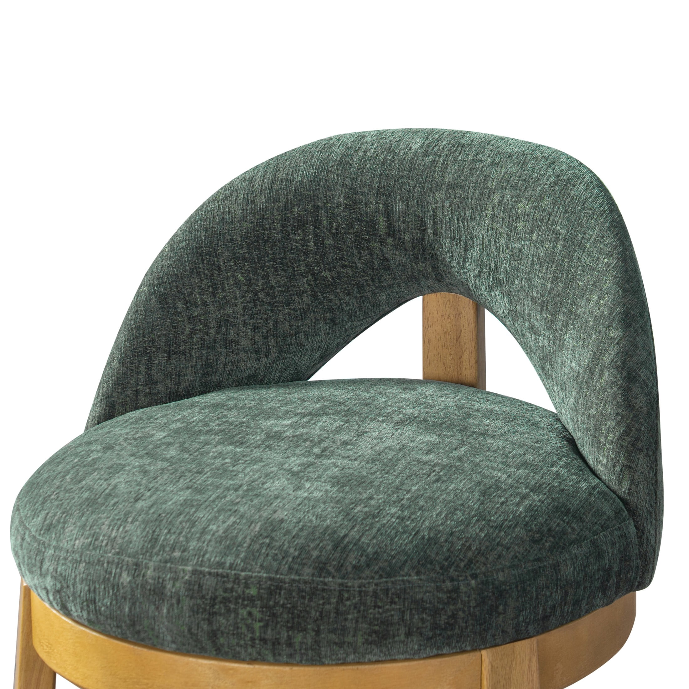Christopher Knight Home Modern Upholstered Counter Stools with Curved Back, Wood Frame, Natural+Green, Set of 2