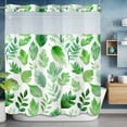 thumbnail image 6 of Green Leaf No Hooks Shower Curtain with Snap-in Liner Watercolors Leaf Spring Plant Gradient Abstract Shower Curtains for Bathroom, Waterproof, Easy Install, Washable 72"x78", 6 of 9