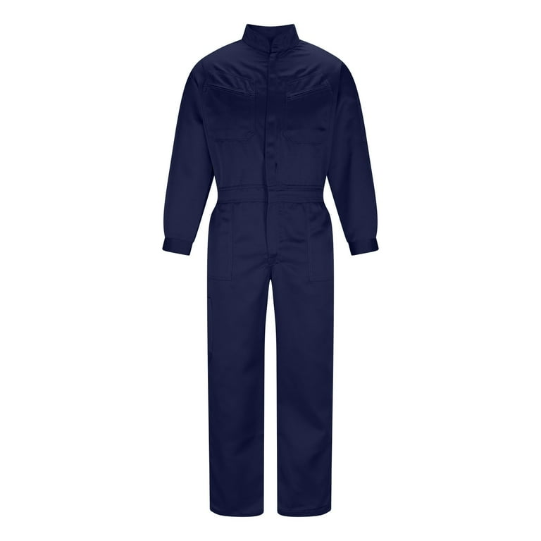パンツ ANGLAN Backsatin Work Wide Overall Navy FRSASU Mens Workwear Coveralls Stand Collar Long Sleeve Front Zip