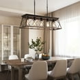 thumbnail image 2 of Q&S 5-Light Rustic Bronze Electric Farmhouse Rectangular Linear Chandelier, 2 of 7