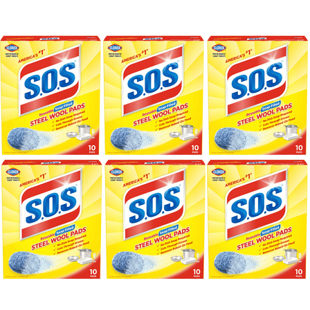 S.O.S Wool Steel Soap Pads 10 Count (Pack of 6 Boxed)