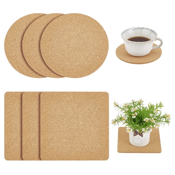 6Pcs Cork Plant Coasters 6 Inch Cork Mats for Plant Cork Trivets for Hot Dishes Absorbent Plant Mats for House Garden Indoors Pots DIY