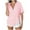 Pink, variant on Ltctricy Button down Shirts for Women Half Sleeve Deep V Neck Side Split Loose Collared Blouses Casual Spring Summer Tops