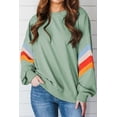 thumbnail image 2 of Women's Moonlight Jade Rainbow Striped Sleeve Crew Neck Loose Fit Sweatshirt - [ZhiHiMeRi] | (US 12-14)L, 2 of 12