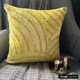 thumbnail image 3 of Yellow Pillow Shams, Sequins & Beaded Sparkly Glitter Pillow Sham, 24x24 inch (60x60 cm) Pillow Shams, Square Silk Pillow Shams, Pillow Shams, Modern, Abstract - Pearly Yellow, 3 of 10