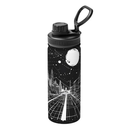

Naloa Futuristic Moonlit Cityscape 18oz Sports Insulated Kettle Stainless Steel Insulated Cup for Women Men for Fitness Gym & Outdoor