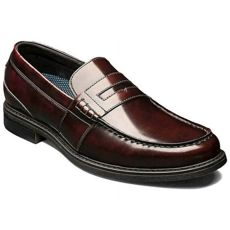 

Men s Nunn Bush Lincoln Moc Toe Penny Loafer Shoes Leather Burgundy 85538-641
