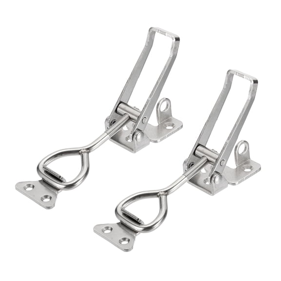 Uxcell 2pcs Adjustable Toggle Clamp M8x45mm 660bs 4003 Style w Lock Hole, Silver