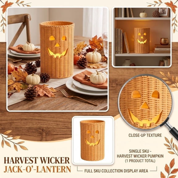 Yashow Elite Woven Pumpkin Cylinder Decoration 10 inch, Rustic Fall Home Table Centerpiece, Farmhouse Autumn Decor, Halloween Festival Ornament for Mantel Entryway