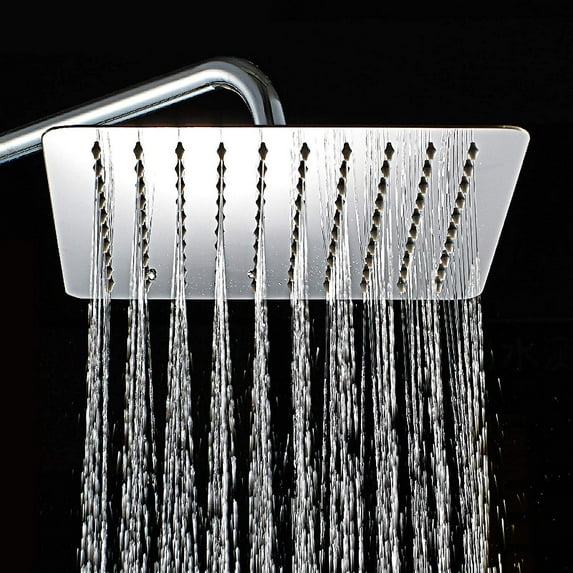 Vanity Art 8 Inch Square Rain Showerhead High Pressure Stainless Steel Rainfall Shower Head with Waterfall Full Body Coverage, Brushed Nickel Finished