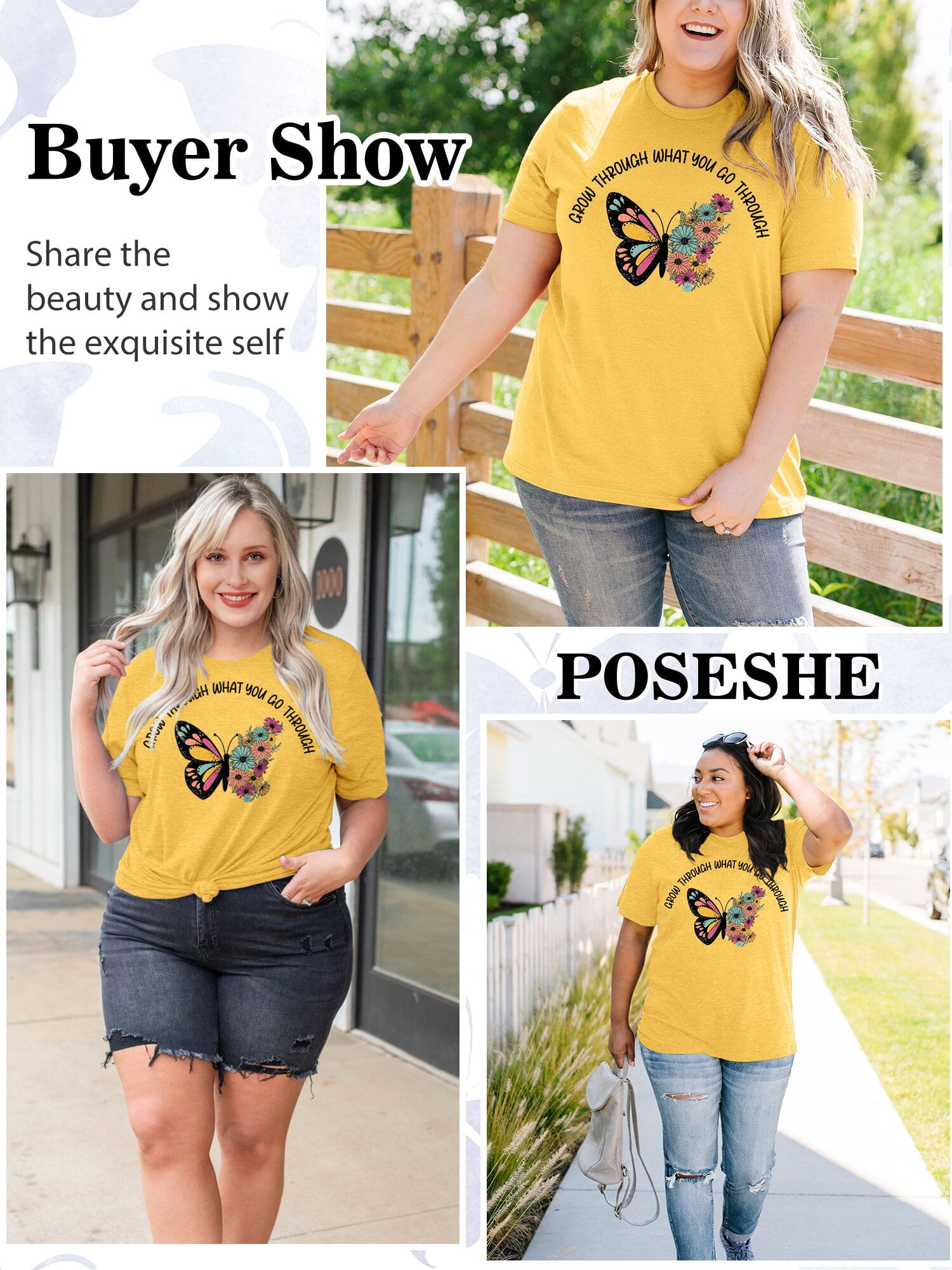 Plus Size Cute Colorful Butterfly T-Shirt Women Short Sleeve Floral Graphic  Nature Tops at  Women's Clothing store