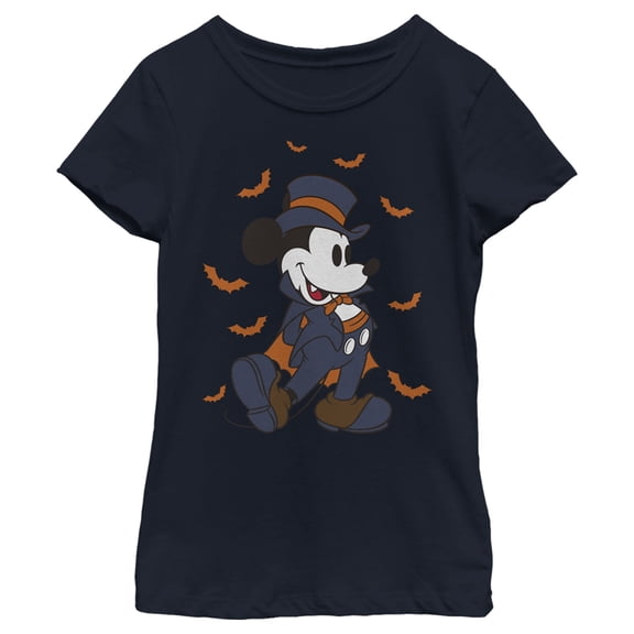 Girl's Mickey & Friends Mickey Mouse The Vampire  Graphic Tee Navy Blue Medium