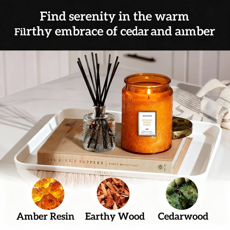 MEHOOM Cedarwood & Amber 20 oz Wood Wick Scented Candle photo 6