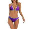 thumbnail image 1 of Conjuntos de bikini Prolriy para mujer, traje de baño de bikini de moda para mujer con bloques de color y almohadillas acolchadas, trajes de baño para mujer morado M, 1 of 4