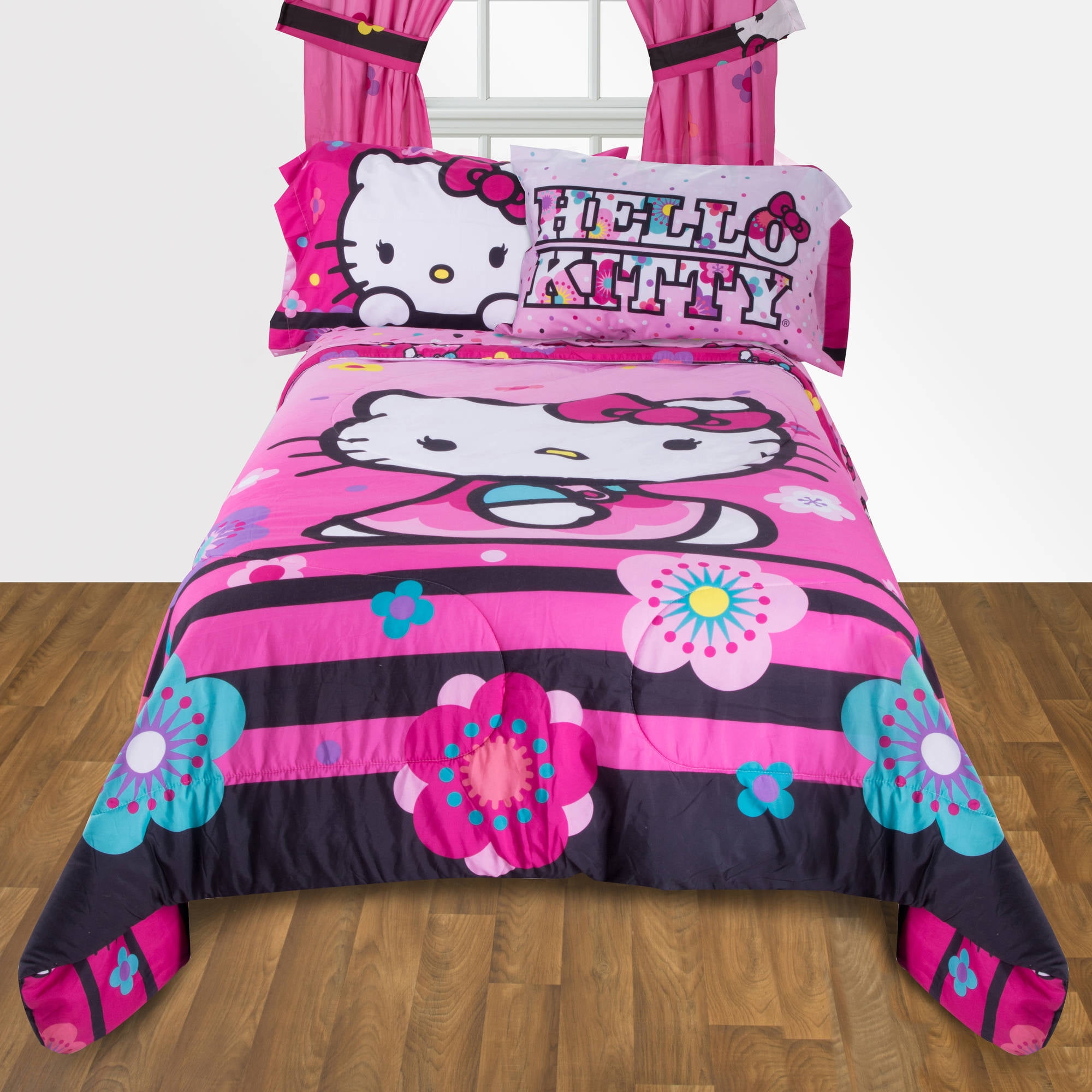 hello kitty floral dot to dot plush twin blanket walmart com hello kitty flannel sheets