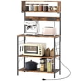 thumbnail image 1 of HOMCOM Baker's Rack with Charing Station, Microwave Shelf with Power Outlet, USB Charger and 5 Hooks, Rustic Brown, 1 of 7