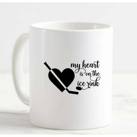 

Coffee Mug My Heart Is On The Ice Rink Ice Hockey Love Sport White Cup Funny Gifts for work office him her