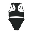 thumbnail image 3 of Minjewel Women's Backless Sports Bikini Two Piece Swimsuit,Solid Color Athletic Swimwear for Active Women with Open Back Design,Summer Beach,Black,2XL, 3 of 4