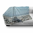 thumbnail image 3 of Rock Soft Flannel Fleece Throw Blanket, Hundreds of Pebbles by the Sea on the Beach 5 Stacked in a Group Blue Sky and Water, Cozy Plush for Indoor and Outdoor Use, 70" x 90", Multicolor, by Ambesonne, 3 of 6