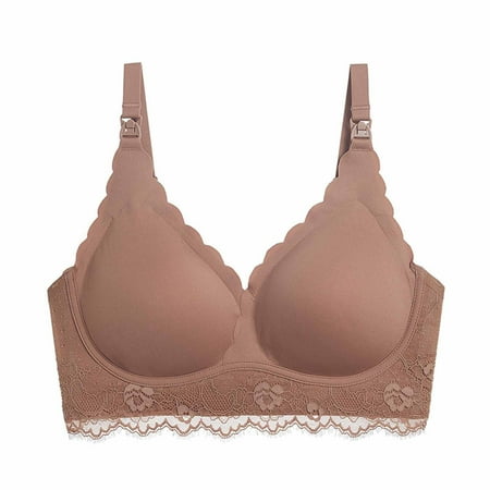 

Hinvhai Women s Sexy Ultra-thin Lace Bra without Steel Ring Breast Upward Opening Feeding Bra On Clearance Brown XXL(XXL)