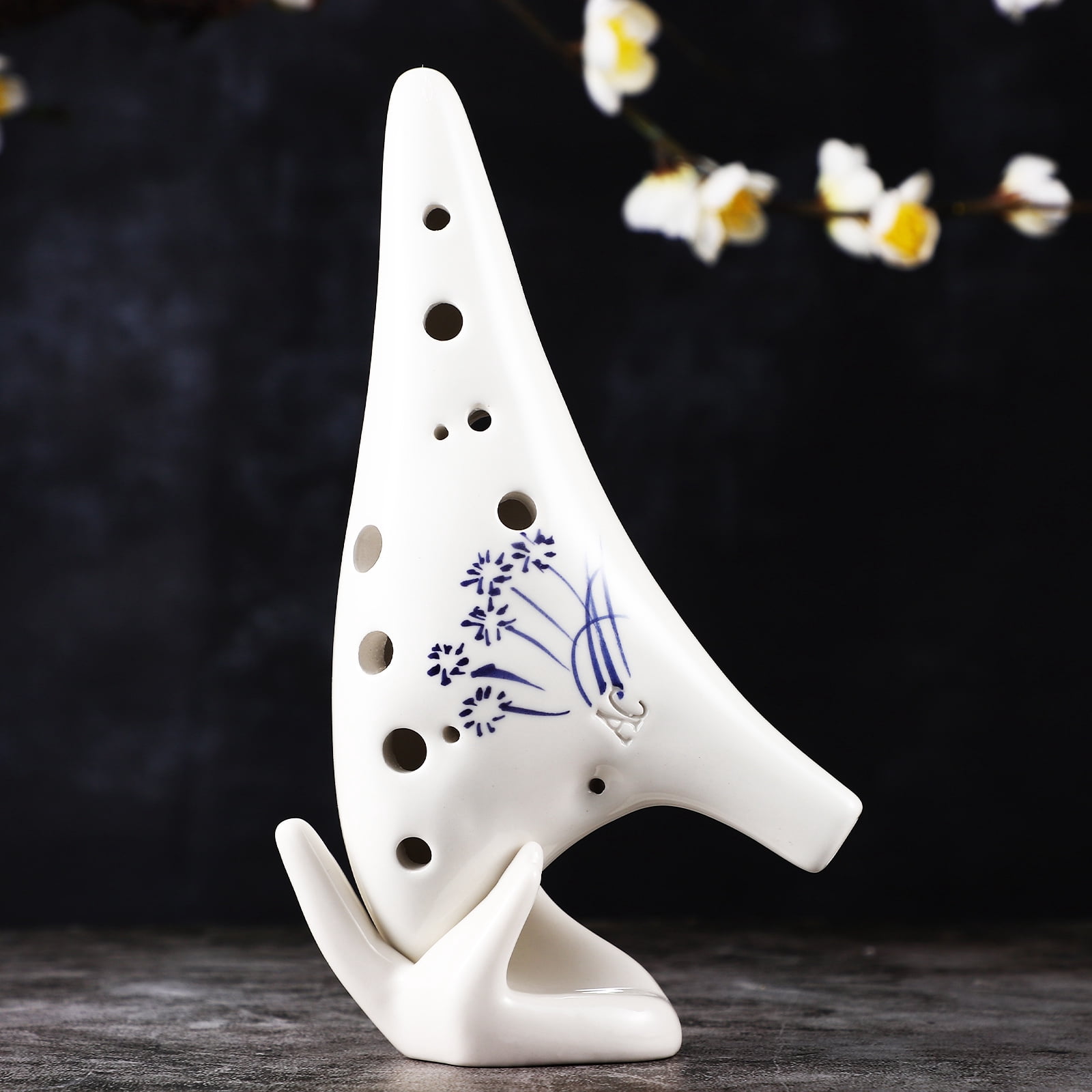 Alto C 12 Hole Ocarina Durable Ceramic Ocarina Instrument with Storage Holder