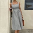 thumbnail image 6 of DHFJKG Summer Midi Dresses For Women Striped Square Neck Casual Sleeveless Swing A Line Dress Wedding Guest Dress, 6 of 9