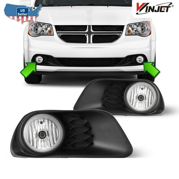 For 2011-2020 Dodge Grand Caravan Clear Lens Pair Fog Light Lamp Wiring Switch