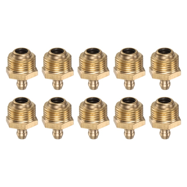 Unique Bargains 10 Pcs Raccord Droit en Laiton R3/8-19 Filetage SAE Accessoires de Tétine Hydraulique